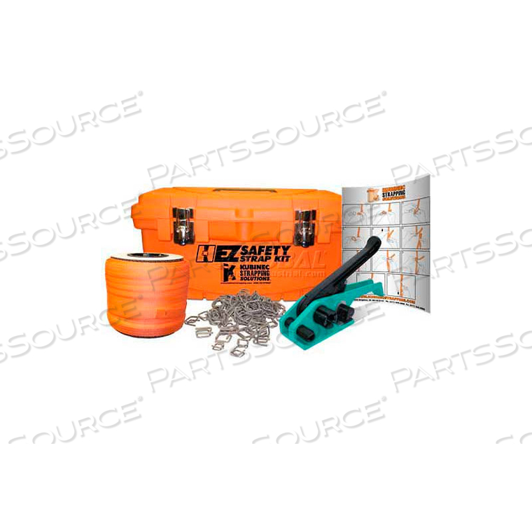 POLYESTER STRAPPING KIT WITH 3/4" X 250' COIL, RATCHET TOOL, BUCKLES & CASE by Kubinec Strapping