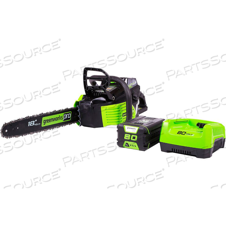 GCS80421 80V PRO SERIES 18" CHAINSAW KIT W/ 2.0AH BATTERY & CHARGER by Greenworks Pro GCS80421 80V PRO SERIES 18" CHAINSAW KIT W/ 2.0AH BATTERY & CHARGER by Greenworks Pro
