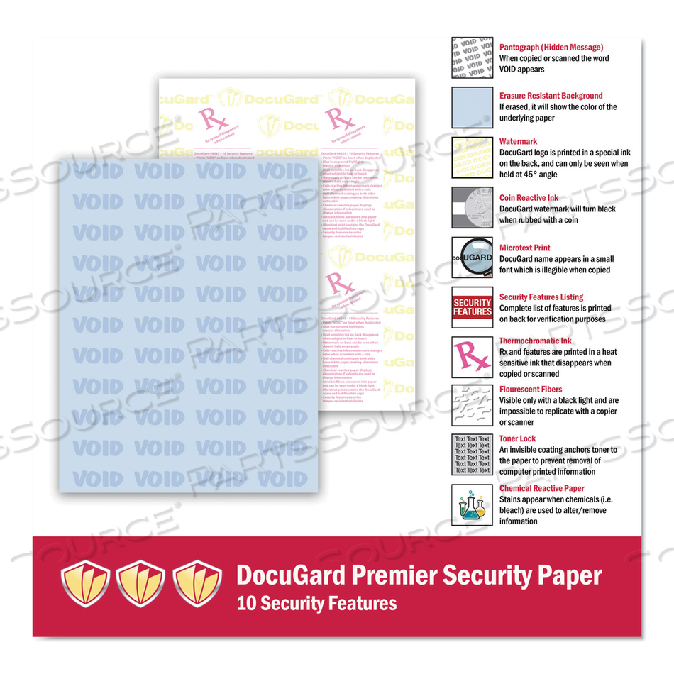 MEDICAL SECURITY PAPERS, 24 LB BOND WEIGHT, 8.5 X 11, BLUE, 500/REAM by Docugard