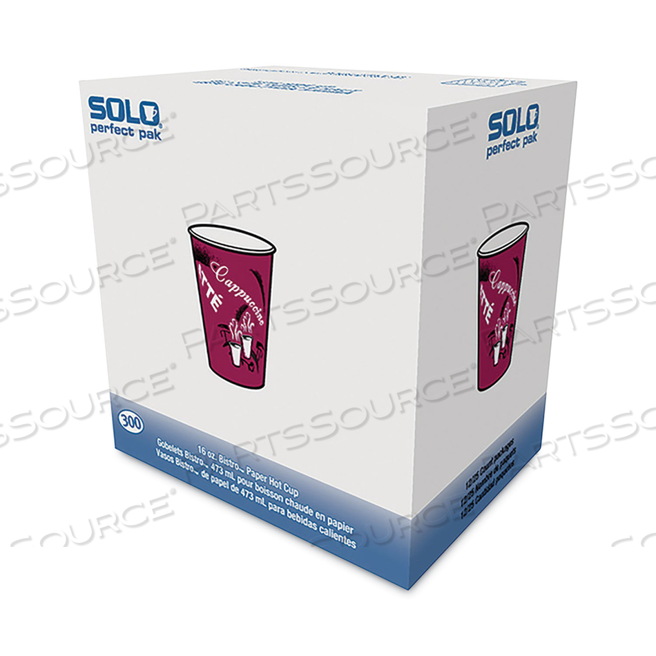 PAPER HOT DRINK CUPS IN BISTRO DESIGN, 16 OZ, MAROON by Solo