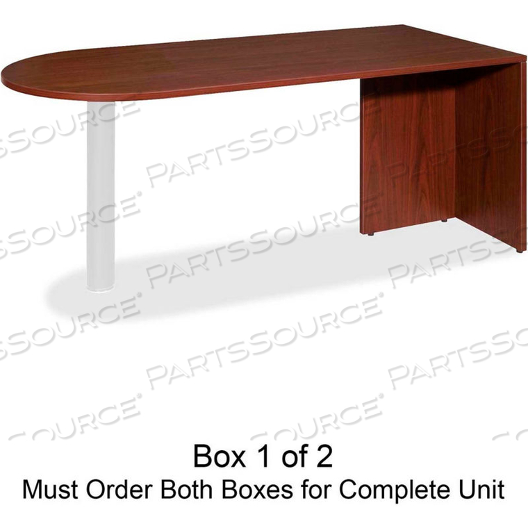 LORELL PENINSULA DESK WITHOUT POST - 66"W X 30"D X 29-1/2"H - MAHOGANY - ESSENTIALS SERIES by S.P. Richards Company