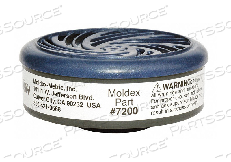7200 MOLDEX CARTRIDGES, REUSABLE, ACID GAS, BLACK, 7000, 60 MONTHS, PVC FREE, 1 PAIR/BAG by Moldex