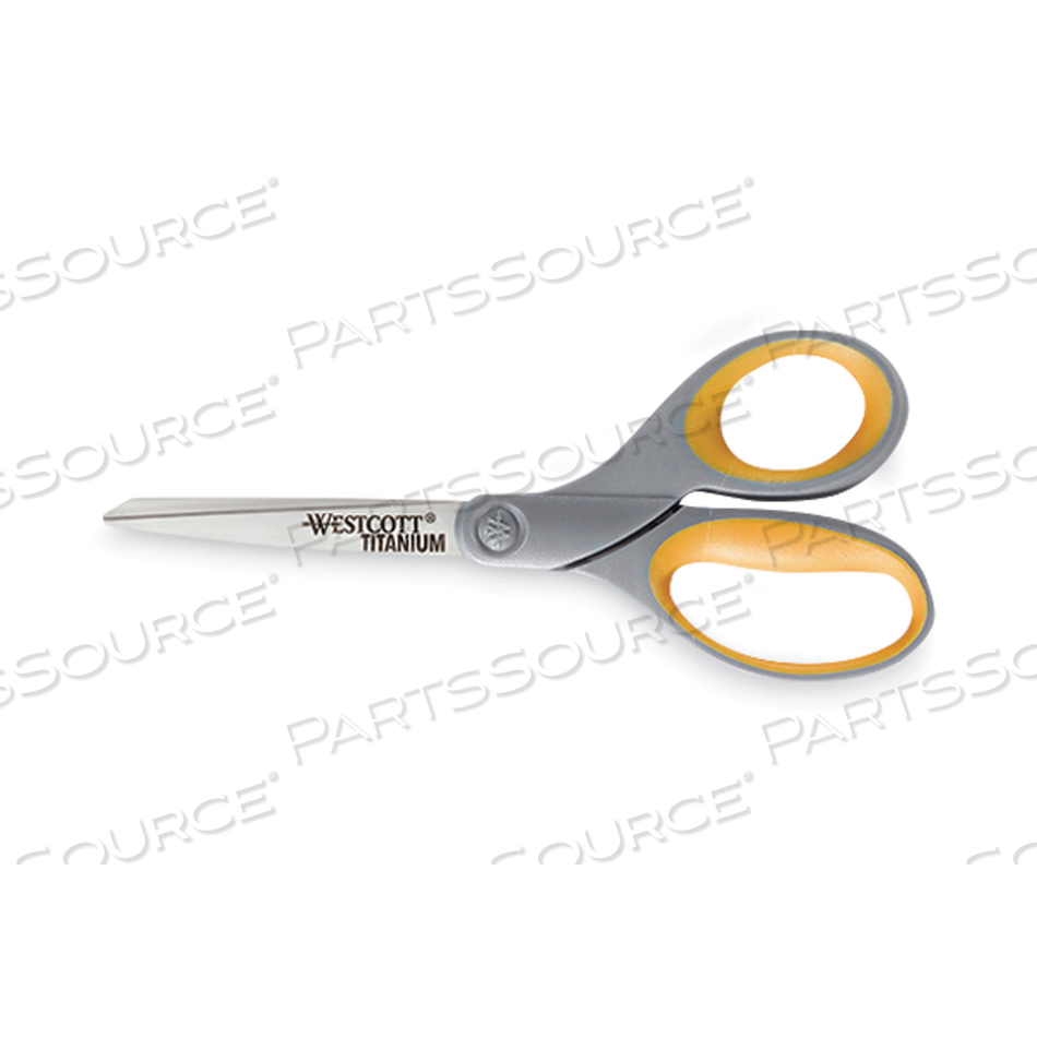 TITANIUM BONDED SCISSORS, 8" LONG, 3.5" CUT LENGTH, GRAY/YELLOW STRAIGHT HANDLE by Westcott