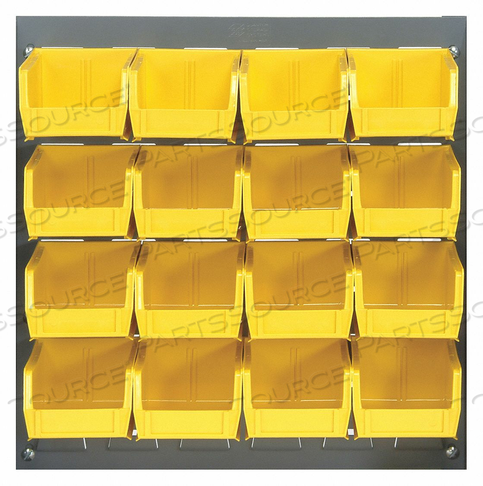 LOUVERED BENCH RACK 19 H 16 BINS YELLOW by Quantum Storage Systems LOUVERED BENCH RACK 19 H 16 BINS YELLOW by Quantum Storage Systems