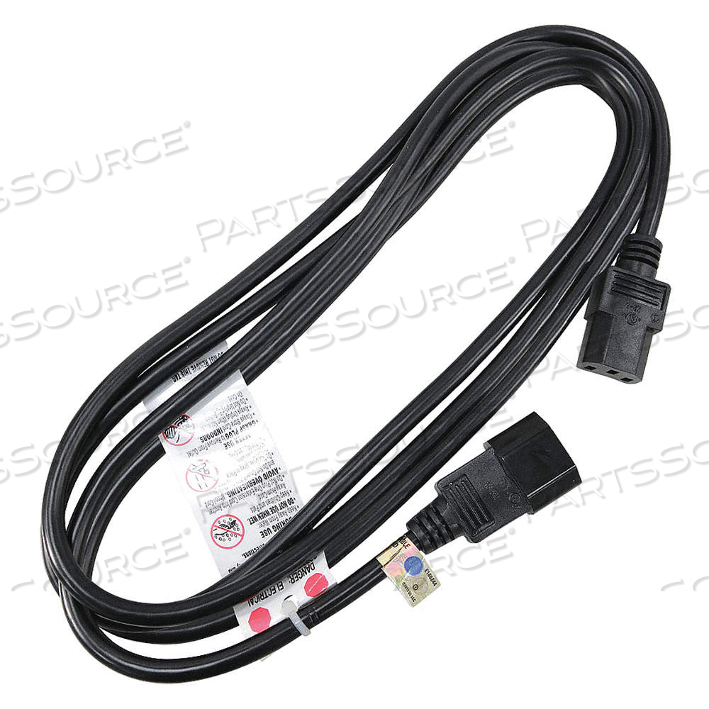 POWER CORD, 16 AWG WIRE SIZE, 10 FT CORD LG, IEC C13, 13 A MAX. AMPS, PVC, SJT, IEC C14 by Approved Vendor