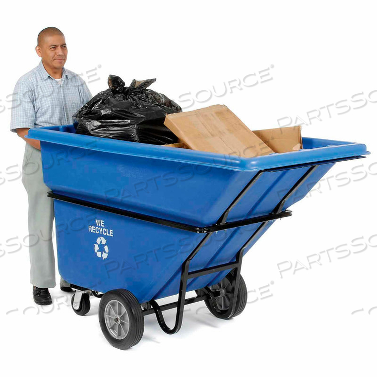 DELUXE BLUE EXTRA HD PLASTIC RECYCLING TILT TRUCK 1 CU. YD. & 2100 LB. CAP. by Quality Industries LLC