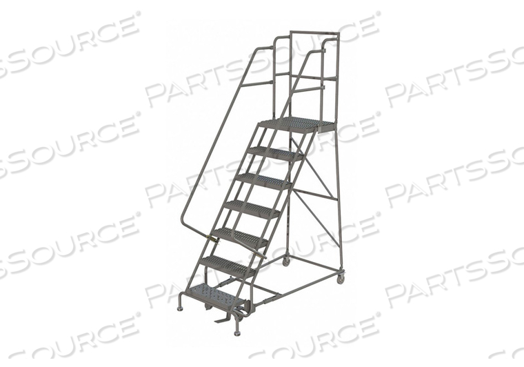 6 STEP 16"W 30"D TOP STEP STEEL ROLLING LADDER, PERFORATED TREAD, 36" HANDRAIL by Tri-Arc 6 STEP 16"W 30"D TOP STEP STEEL ROLLING LADDER, PERFORATED TREAD, 36" HANDRAIL by Tri-Arc