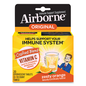 IMMUNE SUPPORT EFFERVESCENT TABLET, ZESTY ORANGE, 20 COUNT by Airborne