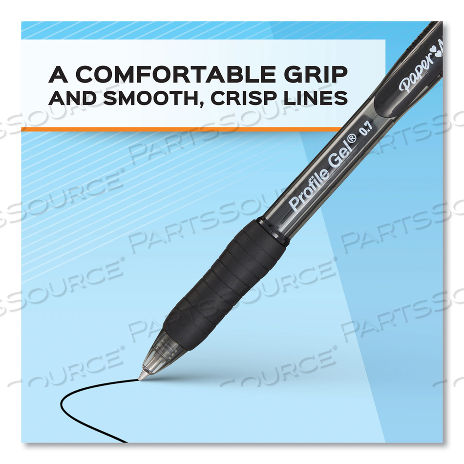 PROFILE GEL PEN, RETRACTABLE, MEDIUM 0.7 MM, BLACK INK, TRANSLUCENT BLACK BARREL by Paper Mate