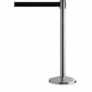 TENSATOR RETRACTABLE BELT BARRIER, 39" POLISHED CHROME POST, 7'6" BLACK BELT by Tensator