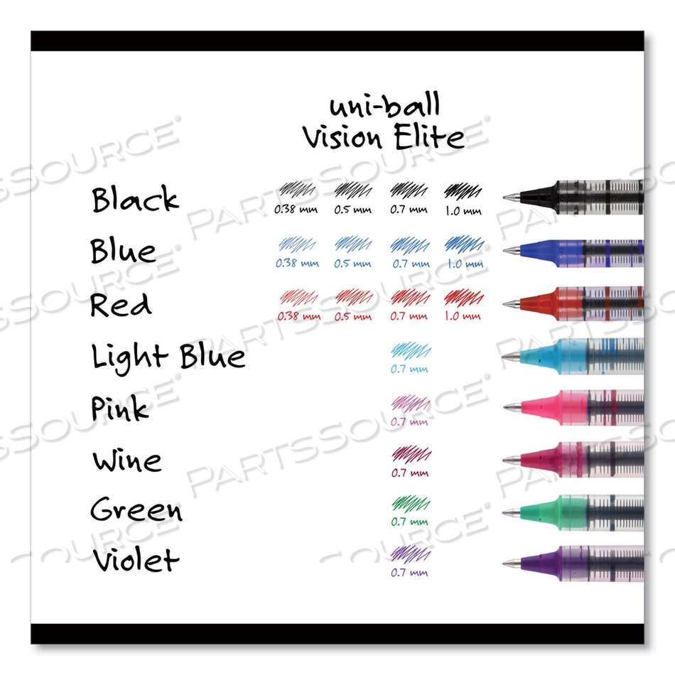 VISION ROLLER BALL PEN, STICK, FINE 0.7 MM, ASSORTED INK AND BARREL COLORS, DOZEN 