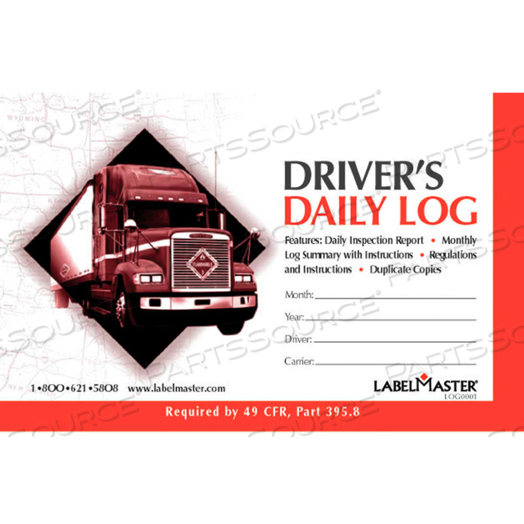 DRIVER'S DAILY LOG BOOK 2-SIDED CARBON PAGES by Labelmaster DRIVER'S DAILY LOG BOOK 2-SIDED CARBON PAGES by Labelmaster