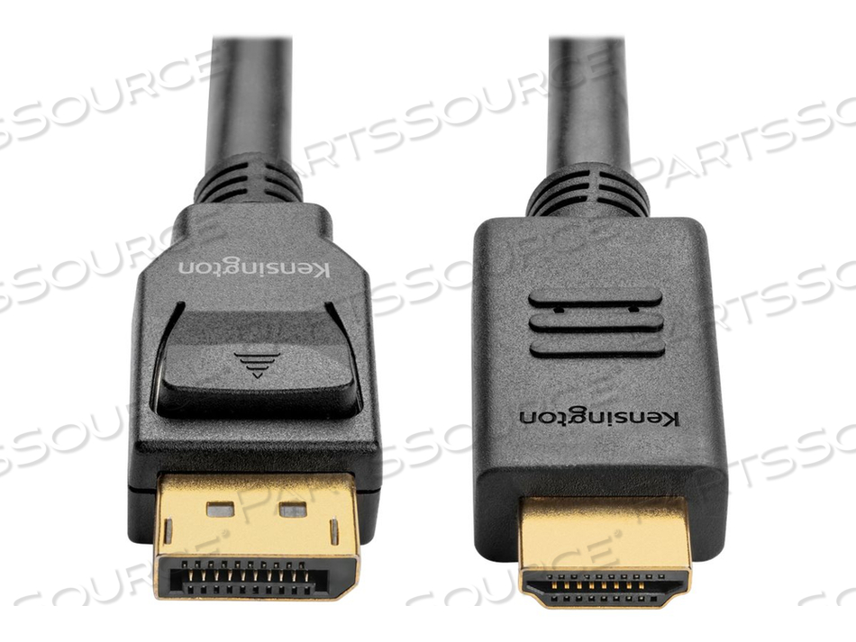 DISPLAYPORT 1.2 (M) TO HDMI (M) PASSIVE CABLE, 6FT, ADAPTER CABLE, DISPLAYPORT MALE TO HDMI MALE, 6 FT, BLACK, PASSIVE, 1080P SUPPORT by Kensington Computer Products DISPLAYPORT 1.2 (M) TO HDMI (M) PASSIVE CABLE, 6FT, ADAPTER CABLE, DISPLAYPORT MALE TO HDMI MALE, 6 FT, BLACK, PASSIVE, 1080P SUPPORT by Kensington Computer Products