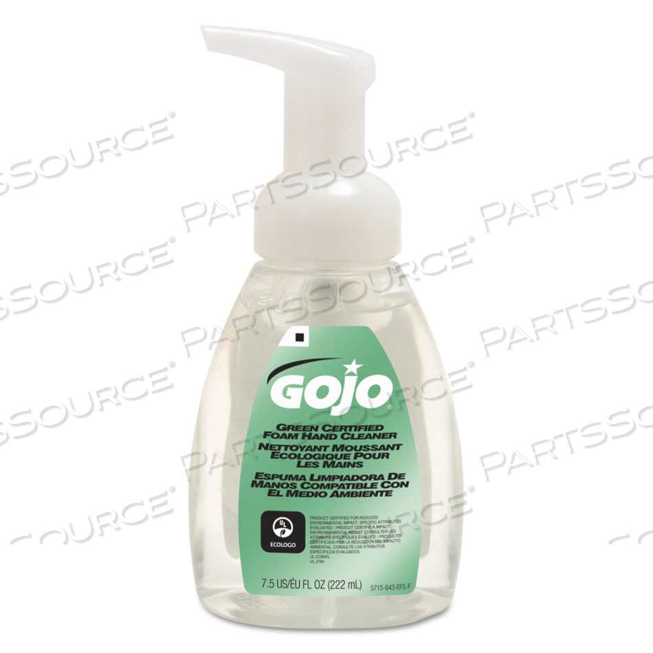 GREEN CERTIFIED FOAM SOAP, FRAGRANCE-FREE, 7.5 OZ PUMP BOTTLE by Gojo GREEN CERTIFIED FOAM SOAP, FRAGRANCE-FREE, 7.5 OZ PUMP BOTTLE by Gojo