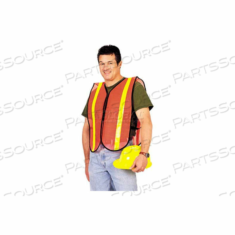 COMFITWEAR SAFETY VEST, FLUORESCENT RED/ORANGE, POLYESTER, ONE SIZE 