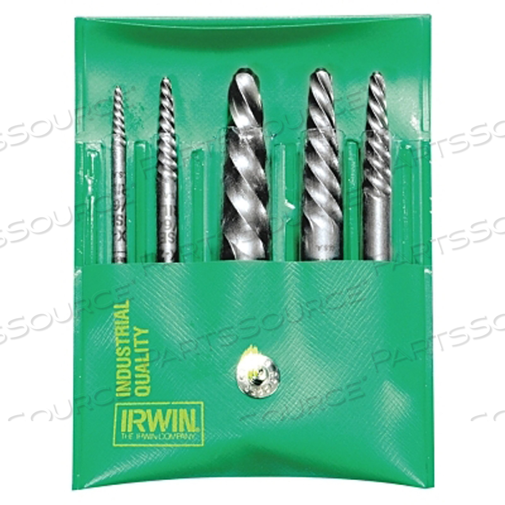 SPIRAL FLUTE SCREW EXTRACTORS - 535/524 SERIES SET, 6 PIECE, 3/32 IN TO 7/8 IN by IRWIN Tools