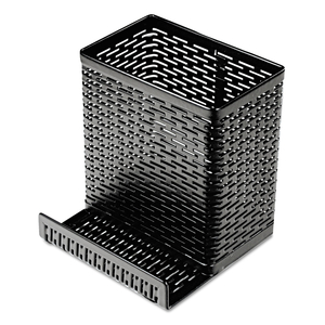 URBAN COLLECTION PUNCHED METAL PENCIL CUP/CELL PHONE STAND, PERFORATED STEEL, 3.5 X 3.5, BLACK by Artistic