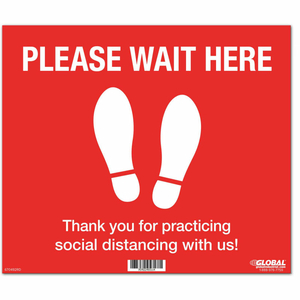 RED PLEASE WAIT HERE FLOOR SIGN, 14"W X 12"H, VINYL ADHESIVE by The Magnet Group RED PLEASE WAIT HERE FLOOR SIGN, 14"W X 12"H, VINYL ADHESIVE by The Magnet Group