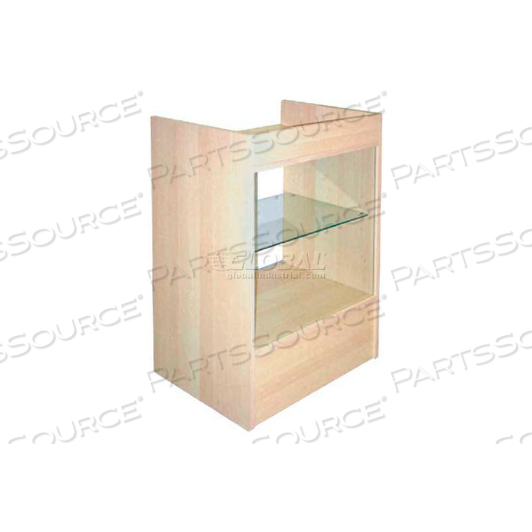 CASH REGISTER STAND WITH GLASS, MAPLE by Amko Displays LLC