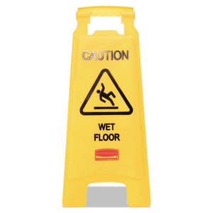 CAUTION WET FLOOR SIGN, 11 X 12 X 25, BRIGHT YELLOW by Rubbermaid Medical Division