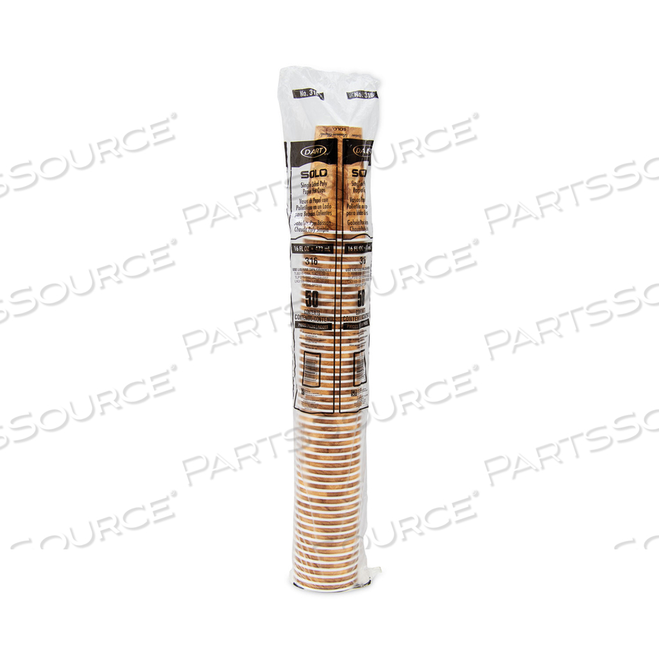 MISTIQUE HOT PAPER CUPS, 16 OZ, BROWN, 50/SLEEVE by Solo