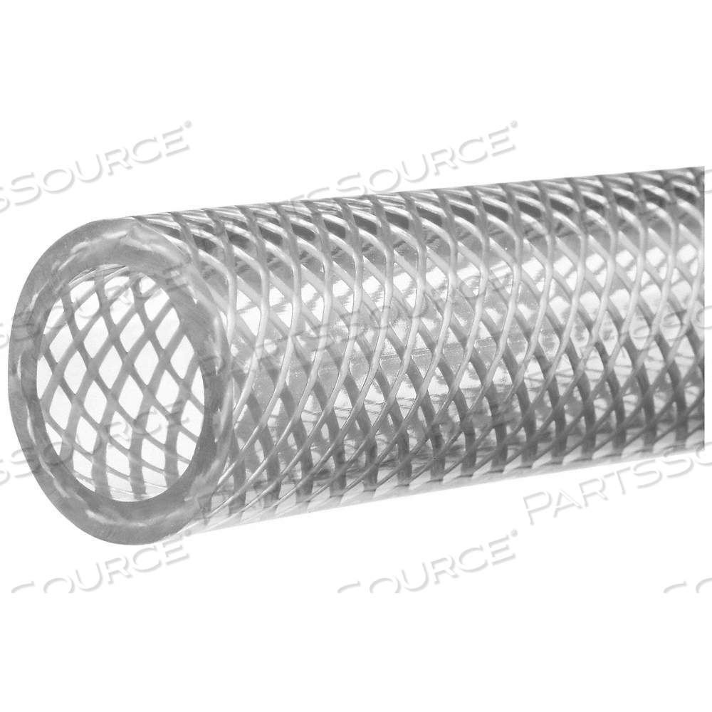 TUBING, PVC, 1/2 IN INSIDE DIA, 3/4 IN OUTSIDE DIA, 10 FT LG, CLEAR, POLYESTER BRAID, LABORATORY by USA Sealing, Inc