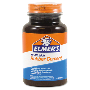 RUBBER CEMENT WITH BRUSH APPLICATOR, 4 OZ, DRIES CLEAR by Elmers