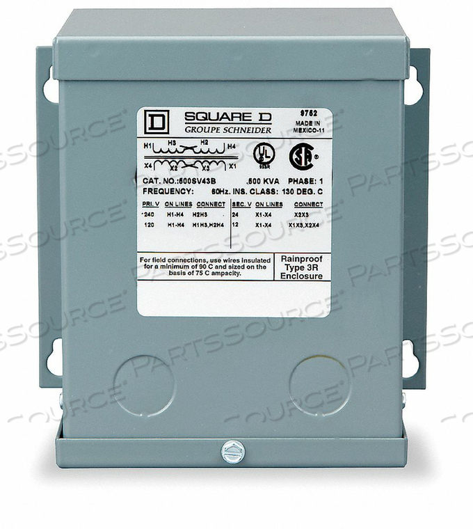 TRANSFORMER 120/240VAC 12/24VAC 500VA by Square D