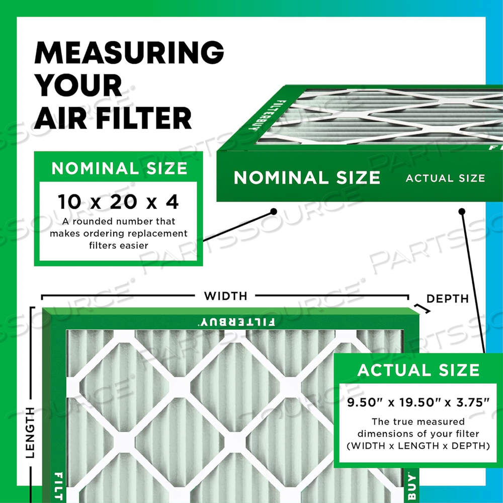 FILTERBUY 10X20X4 AIR FILTER MERV 11 ALLERGEN DEFENSE (5-PACK), PLEATED HVAC AC FURNACE AIR FILTERS REPLACEMENT (ACTUAL SIZE: 9.50 X 19.50 X 3.75 INCHES) by Filterbuy, Inc.