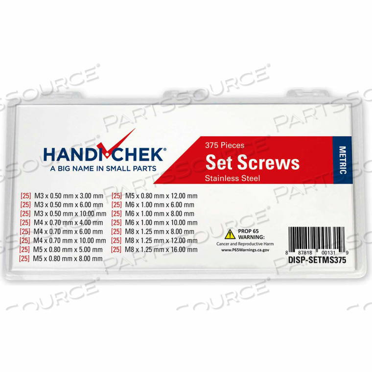 METRIC SET SCREW STAINLESS STEEL ASSORTMENT 375 PIECE by Flint Hills Trading METRIC SET SCREW STAINLESS STEEL ASSORTMENT 375 PIECE by Flint Hills Trading