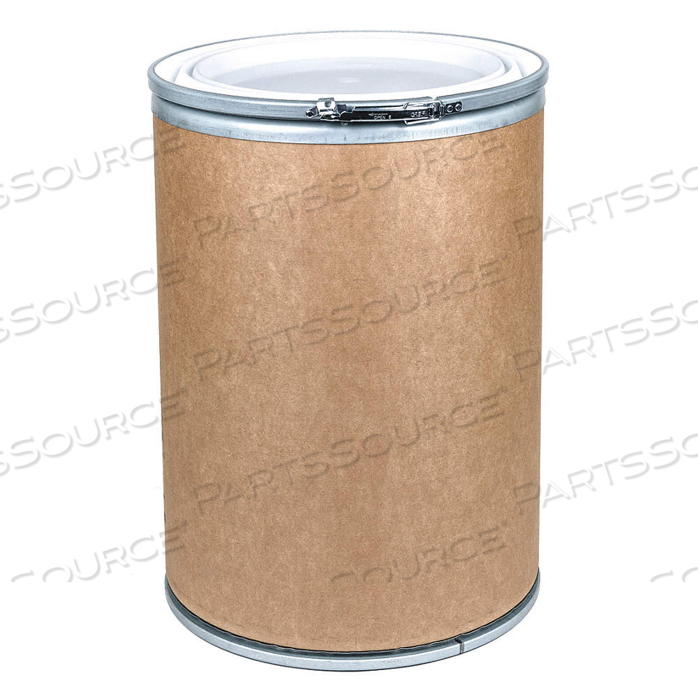 TRANSPORT DRUM, FIBER, 30 GAL, LEVER LOCK RING, BROWN / WHITE, 0 BUNG HOLES by Approved Vendor