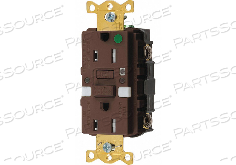 GFCI RCEPTCLE HSPITAL BRWN 15A 0.5 HP by Hubbell Incorporated, Wiring Device-Kellums GFCI RCEPTCLE HSPITAL BRWN 15A 0.5 HP by Hubbell Incorporated, Wiring Device-Kellums