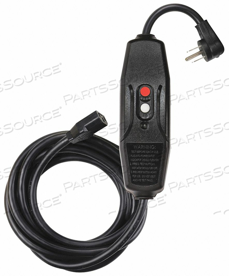 LINE CORD GFCI, CORD LENGTH 9 FT, COLOR BLACK, MAX. AMPS 15 A, PLUG CONFIGURATION NEMA 5-15P, RECEPTACLE CONFIGURATION IEC 320, ENCLOSURE RA by Power First