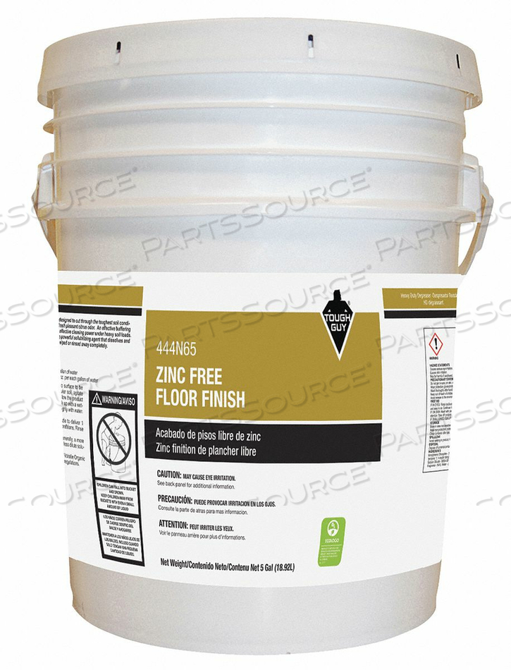 NO ZINC FLOOR FINISH, CLEANER FORM LIQUID, CONTAINER SIZE 5 GAL, CONTAINER TYPE BUCKET, FINISH TYPE HIGH GLOSS, FOR FLOOR TYPE CONCRETE, LIN by Tough Guy NO ZINC FLOOR FINISH, CLEANER FORM LIQUID, CONTAINER SIZE 5 GAL, CONTAINER TYPE BUCKET, FINISH TYPE HIGH GLOSS, FOR FLOOR TYPE CONCRETE, LIN by Tough Guy