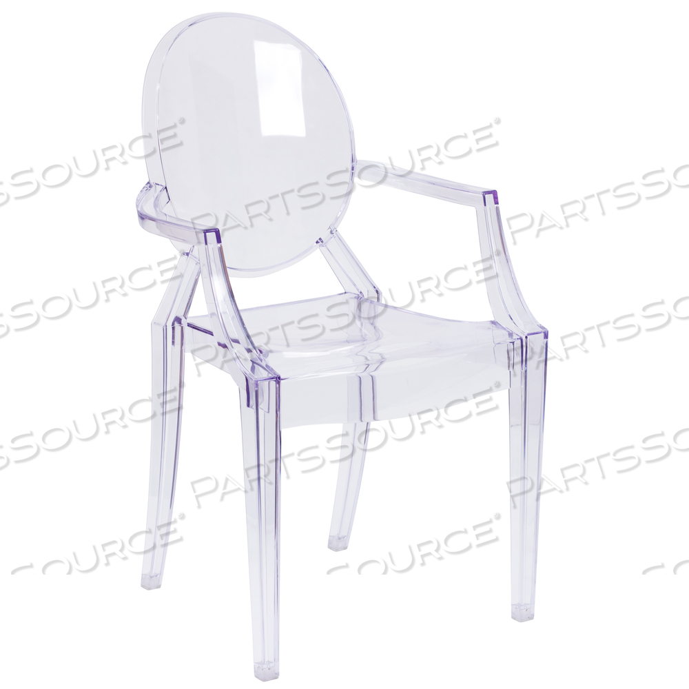 SHIRLEY GHOST CHAIR WITH ARMS IN TRANSPARENT CRYSTAL by Flash Furniture