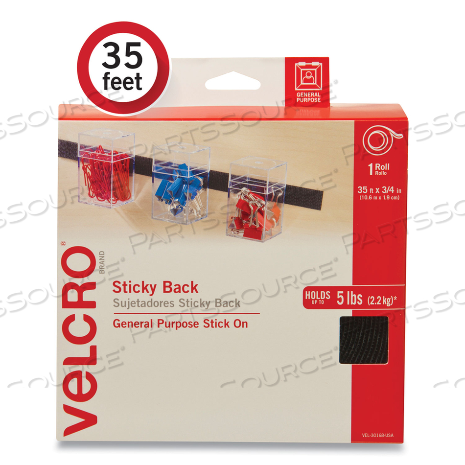 STICKY-BACK FASTENERS, REMOVABLE ADHESIVE, 0.75" X 35 FT, BLACK by Velcro STICKY-BACK FASTENERS, REMOVABLE ADHESIVE, 0.75" X 35 FT, BLACK by Velcro