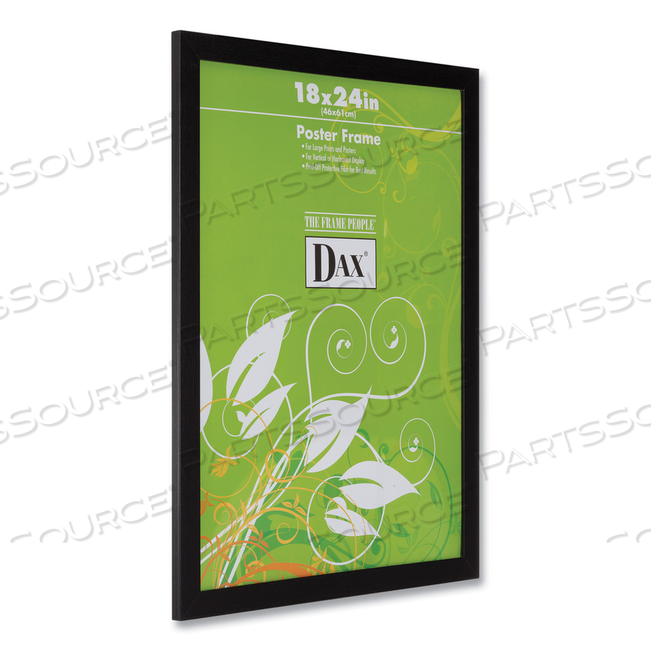 BLACK SOLID WOOD POSTER FRAMES WITH PLASTIC WINDOW, WIDE PROFILE, 18 X 24 