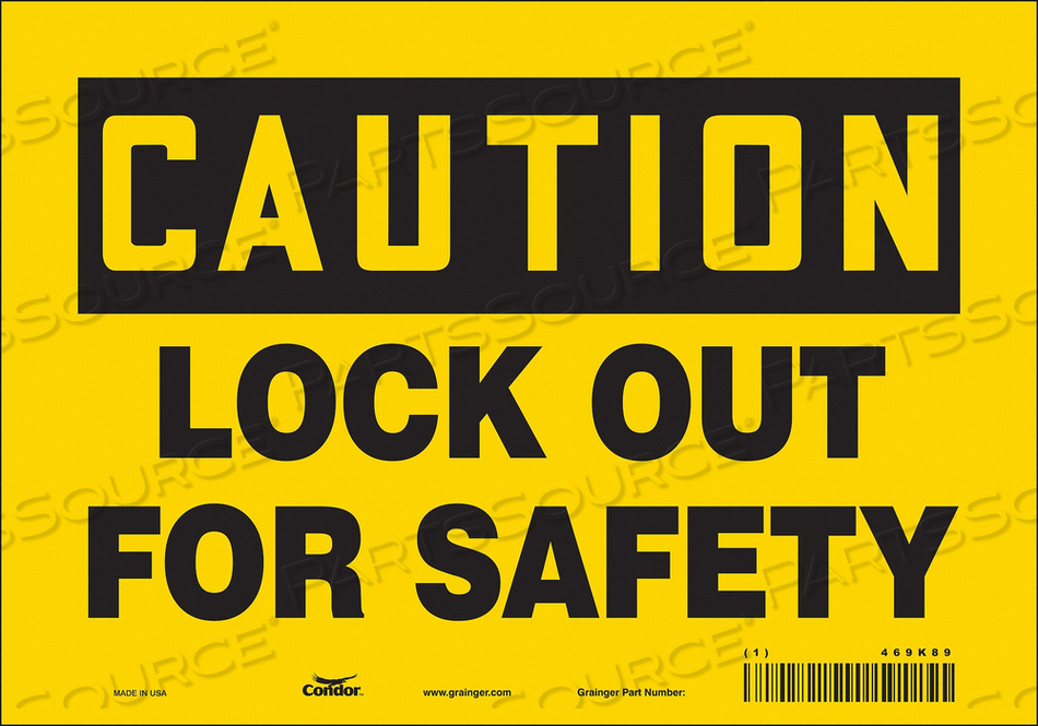 SAFETY SIGN, VERTICAL RECTANGLE, NUMBER OF PRINTED SIDES 1, ENGLISH, SIGN FORMAT TRADITIONAL OSHA, SIGN LEGEND LOCK OUT FOR SAFETY, SIGN LEG by Condor SAFETY SIGN, VERTICAL RECTANGLE, NUMBER OF PRINTED SIDES 1, ENGLISH, SIGN FORMAT TRADITIONAL OSHA, SIGN LEGEND LOCK OUT FOR SAFETY, SIGN LEG by Condor