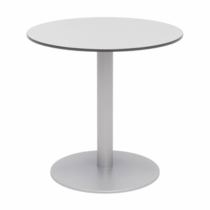 30" ROUND OUTDOOR CAFE TABLE - FASHION GRAY PHENOLIC TOP - SILVER ALUMINUM FRAME - IVY SERIES by KFI