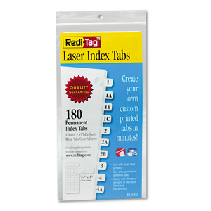 LASER PRINTABLE INDEX TABS, 1/12-CUT, WHITE, 0.44" WIDE, 180/PACK by Redi-Tag LASER PRINTABLE INDEX TABS, 1/12-CUT, WHITE, 0.44" WIDE, 180/PACK by Redi-Tag