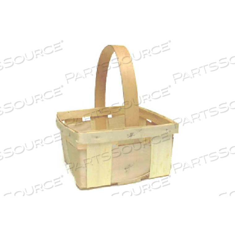 1 QUART SQUARE 7-1/2" WOOD BASKET WITH WOOD HANDLE 24 PC - NATURAL 