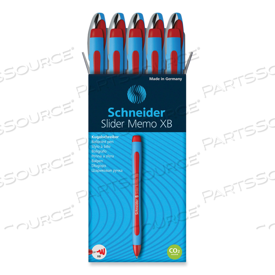 SLIDER MEMO XB BALLPOINT PEN, STICK, EXTRA-BOLD 1.4 MM, RED INK, RED/LIGHT BLUE BARREL by Schneider SLIDER MEMO XB BALLPOINT PEN, STICK, EXTRA-BOLD 1.4 MM, RED INK, RED/LIGHT BLUE BARREL by Schneider