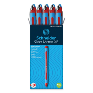 SLIDER MEMO XB BALLPOINT PEN, STICK, EXTRA-BOLD 1.4 MM, RED INK, RED/LIGHT BLUE BARREL, 10/BOX by Schneider