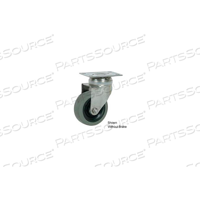 STAINLESS STEEL SWIVEL PLATE CASTER 5" TPR WHEEL WITH BRAKE by Faultless Caster