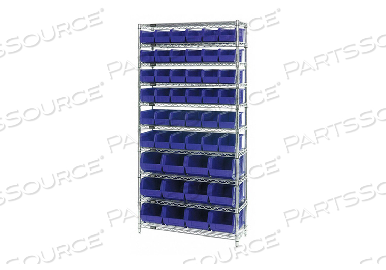 G7059 BIN SHELVING 74 OVERALL H 48 BINS BLUE by Quantum Storage Systems G7059 BIN SHELVING 74 OVERALL H 48 BINS BLUE by Quantum Storage Systems