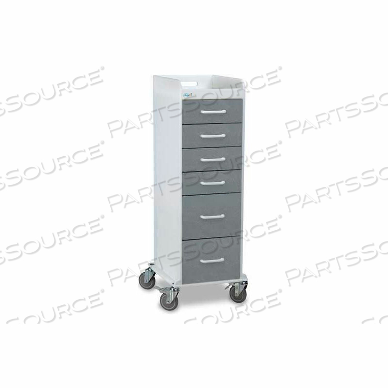 TALL LOCKING 6 DRAWER MEDICAL CART, SILVER METALLIC, 16"W X 19"D X 47"H by TrippNT, Inc