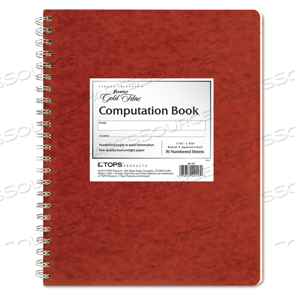 COMPUTATION BOOK, QUADRILLE RULE, BROWN COVER, 11.75 X 9.25, 76 SHEETS by Ampad Corporation
