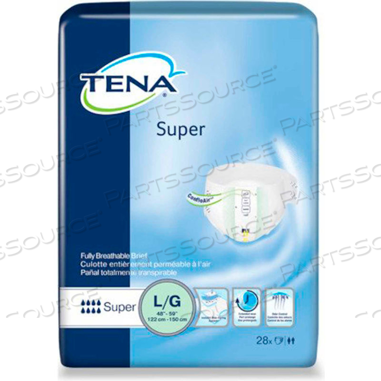 TENA SUPER BRIEFS, SIZE L, 48"- 59" WAIST SIZE, GREEN, 56/CASE 