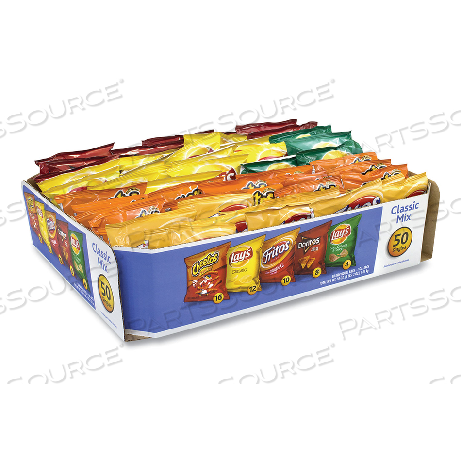 POTATO CHIPS BAGS VARIETY PACK, ASSORTED FLAVORS, 1 OZ BAG, 50 BAGS/CARTON 