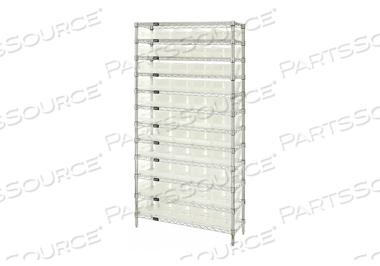 BIN SHELVING 74 OVERALL H 55 BINS CLEAR by Quantum Storage Systems BIN SHELVING 74 OVERALL H 55 BINS CLEAR by Quantum Storage Systems